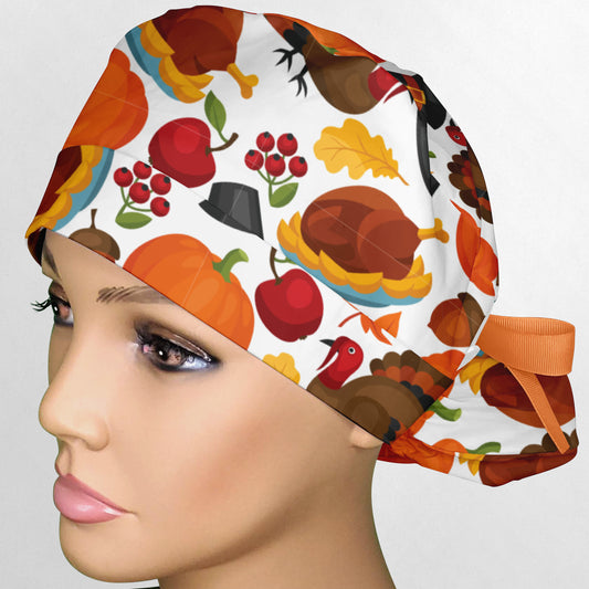 Fall Season Ponytail Scrub Cap
