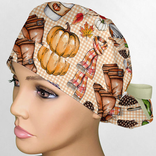 Fall Things Ponytail Scrub Cap
