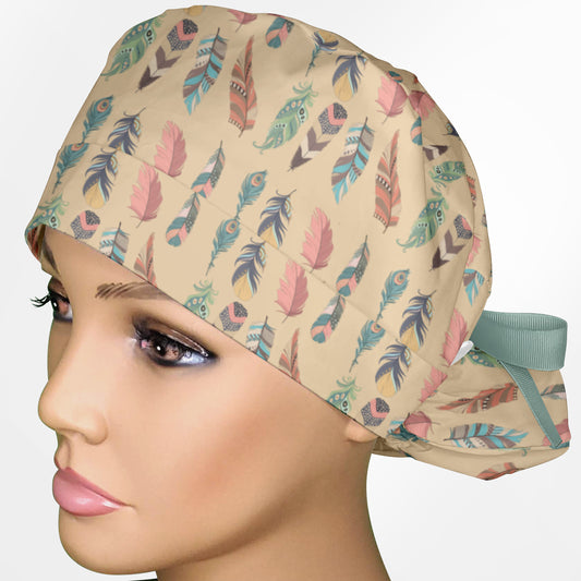 Feathers Ponytail Scrub Cap