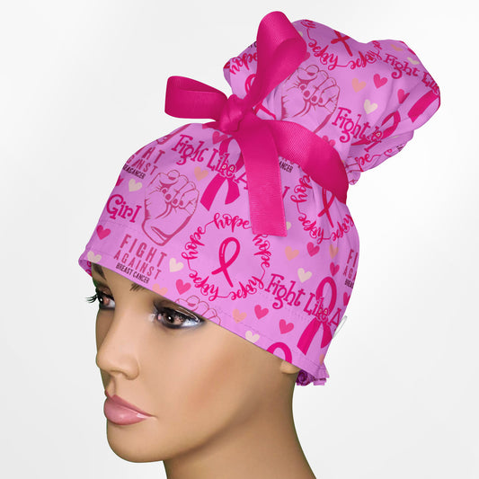 Fight Like A Girl High Bun Ponytail Scrub Cap