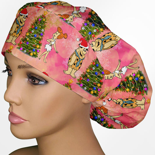 Flintstone Christmas Bouffant Scrub Cap