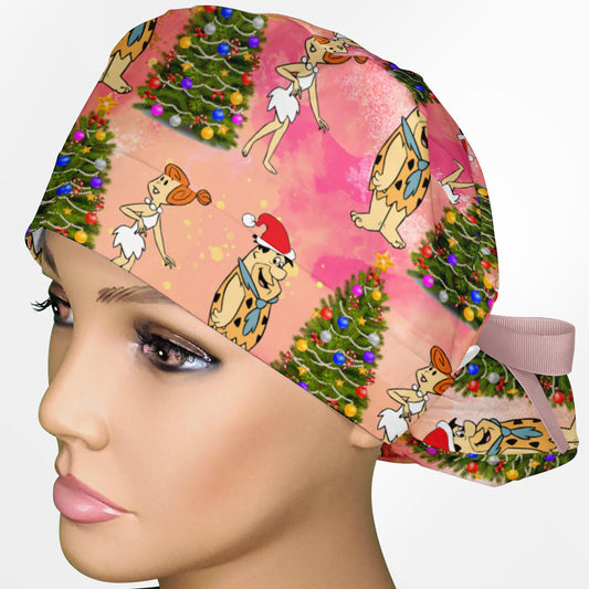 Flintstone Christmas Ponytail Scrub Cap