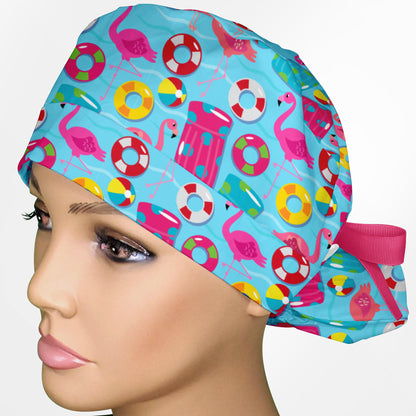 Floaty Summer Ponytail Scrub Cap