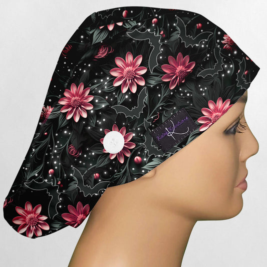 Bat Floral Euro Scrub Cap