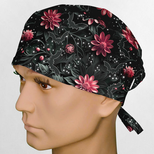 Bat Floral Surgeon Scrub Cap