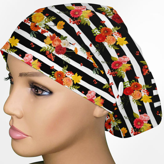 Flower Stripes Euro Scrub Cap