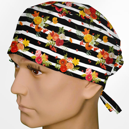Flower Stripes Surgeon Scrub Cap
