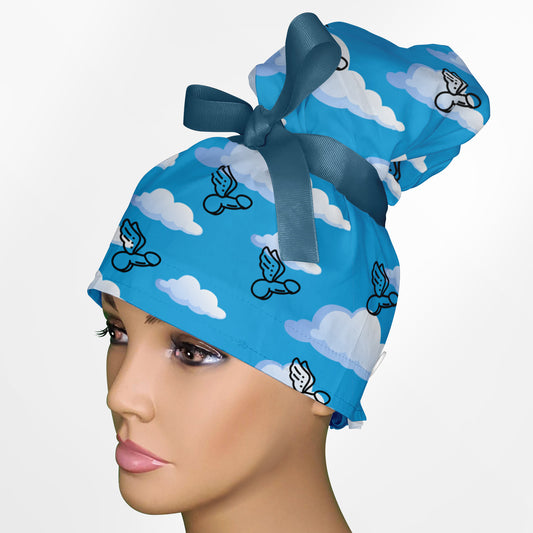 Flying Fucks- Light High Bun Ponytail Scrub Cap