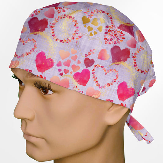 Foil Hearts Surgeon Scrub Cap