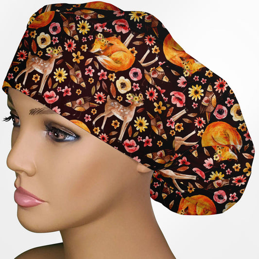 Fox Flowers Bouffant Scrub Cap