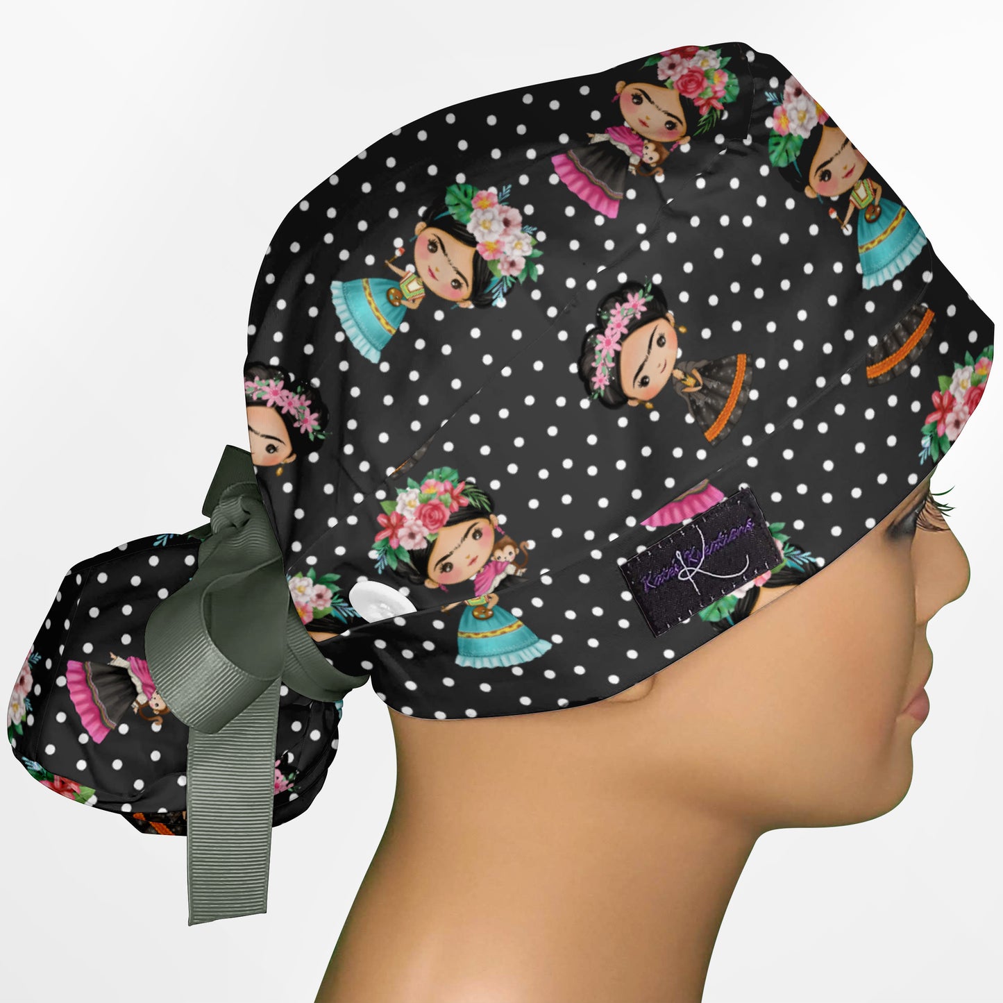 Frida Cute Ponytail Scrub Cap