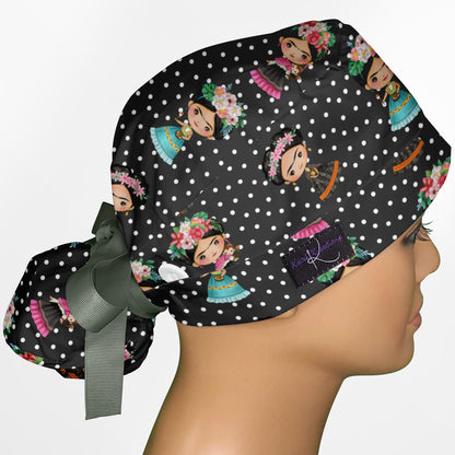 Frida Cute Ponytail Scrub Cap