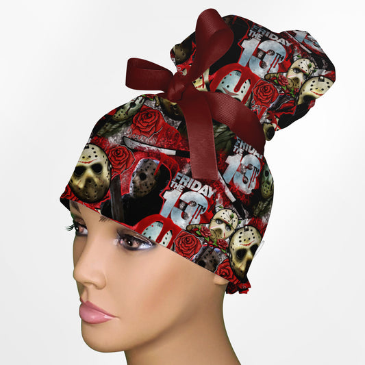Friday The 13th High Bun Ponytail Scrub Cap
