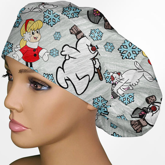 Frosty The Snowman Bouffant Scrub Cap