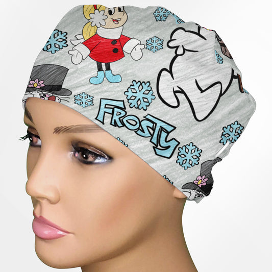 Frosty The Snowman Low-Tie Surgeon Scrub Cap