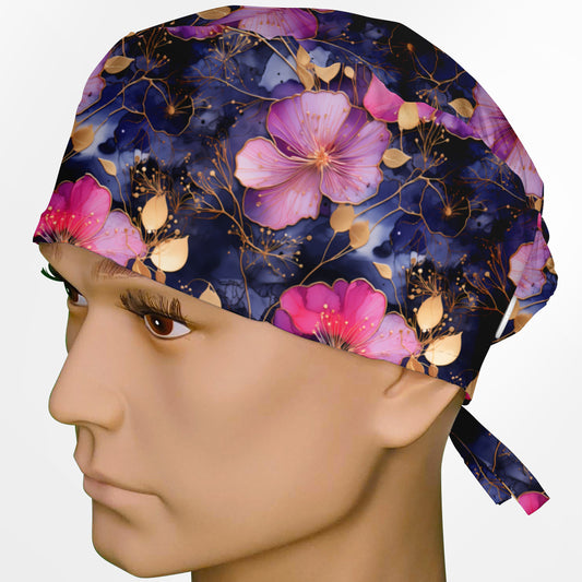 Fuchsia Floral Surgeon Scrub Cap