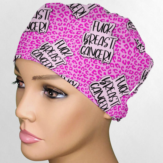 Fuck Breast Cancer Low-Tie Surgeon Scrub Cap