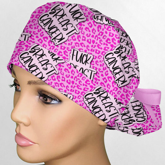 Fuck Breast Cancer Ponytail Scrub Cap