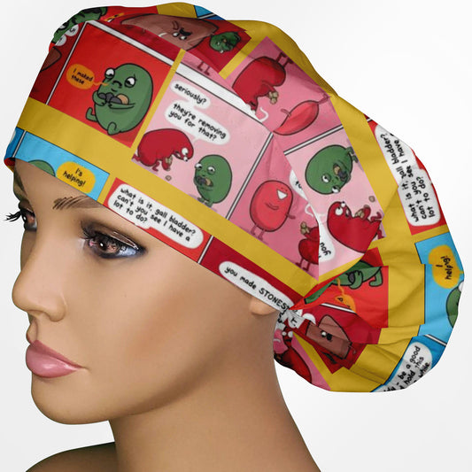 Gallbladder Comic Bouffant Scrub Cap