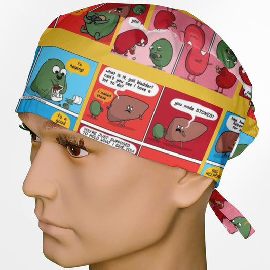 Gallbladder Comic Surgeon Scrub Cap