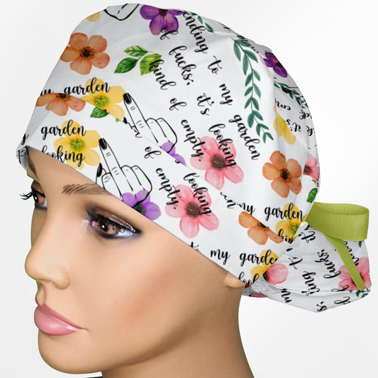 Garden Of Fucks Ponytail Scrub Cap