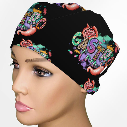 Gastro Crew - Black Low-Tie Surgeon Scrub Cap