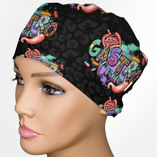 Gastro Crew - Black Animal Print Low-Tie Surgeon Scrub Cap