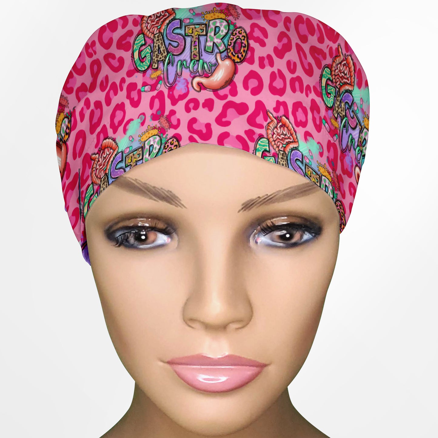 Gastro Crew - Pink animal print Euro Scrub Cap