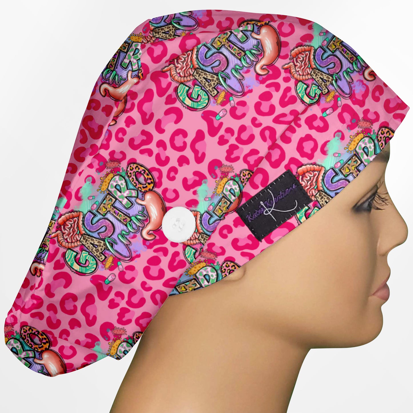 Gastro Crew - Pink animal print Euro Scrub Cap