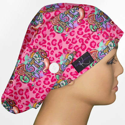 Gastro Crew - Pink animal print Euro Scrub Cap