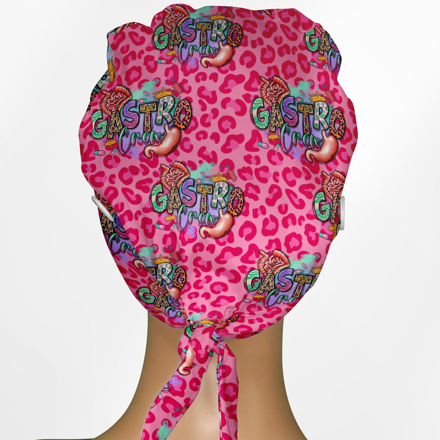 Gastro Crew - Pink animal print Low-Tie Surgeon Scrub Cap