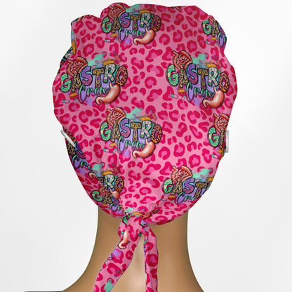 Gastro Crew - Pink animal print Low-Tie Surgeon Scrub Cap