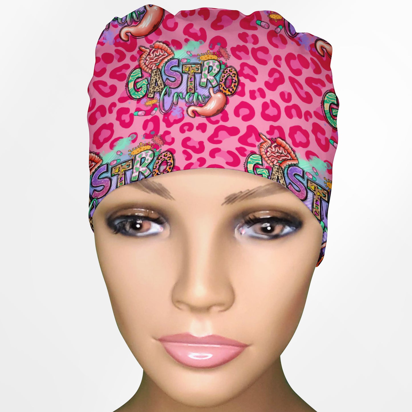 Gastro Crew - Pink animal print Low-Tie Surgeon Scrub Cap