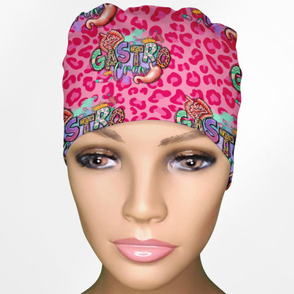 Gastro Crew - Pink animal print Low-Tie Surgeon Scrub Cap