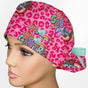 Gastro Crew - Pink animal print Ponytail Scrub Cap