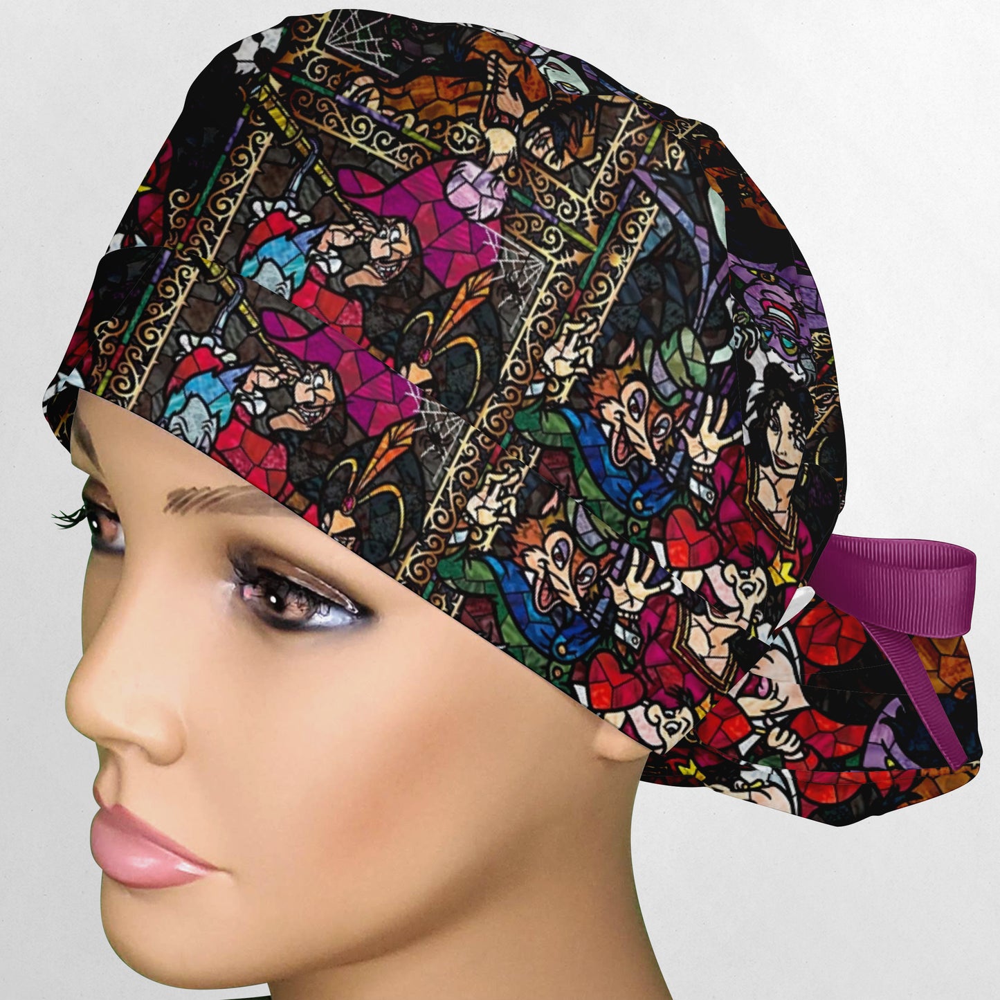 Stained Glass Villains Ponytail Scrub Cap