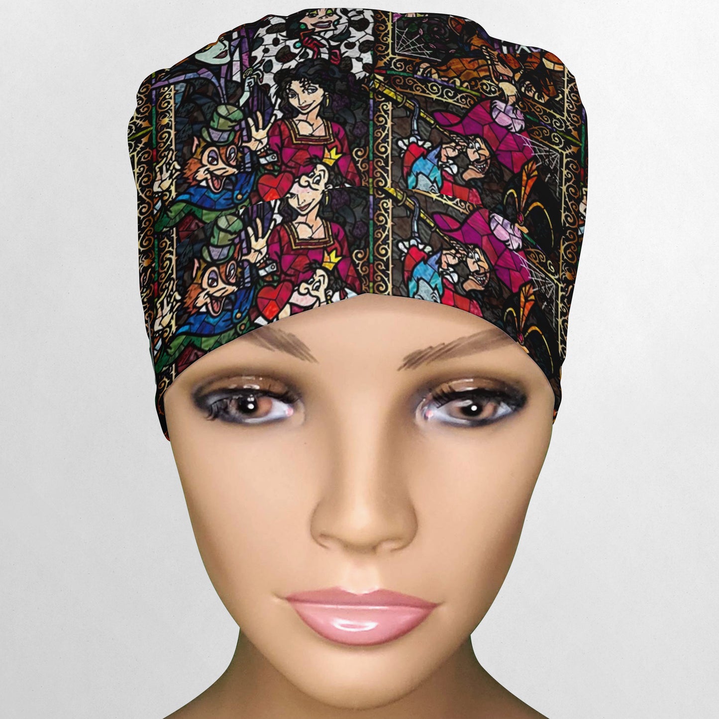 Stained Glass Villains Ponytail Scrub Cap