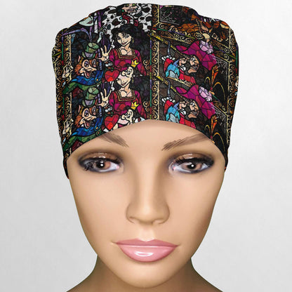 Stained Glass Villains Ponytail Scrub Cap