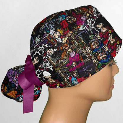 Stained Glass Villains Ponytail Scrub Cap