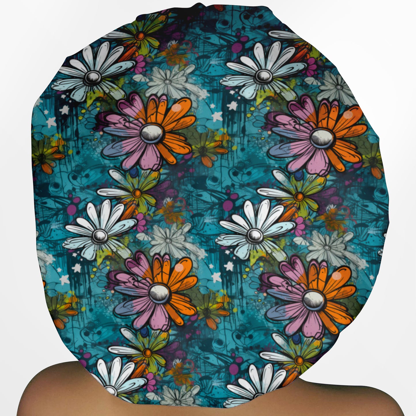 Graffiti Daises Bouffant Scrub Cap