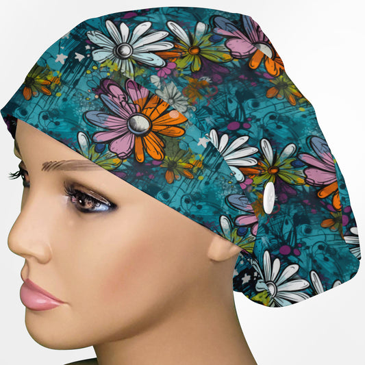 Graffiti Daises Euro Scrub Cap