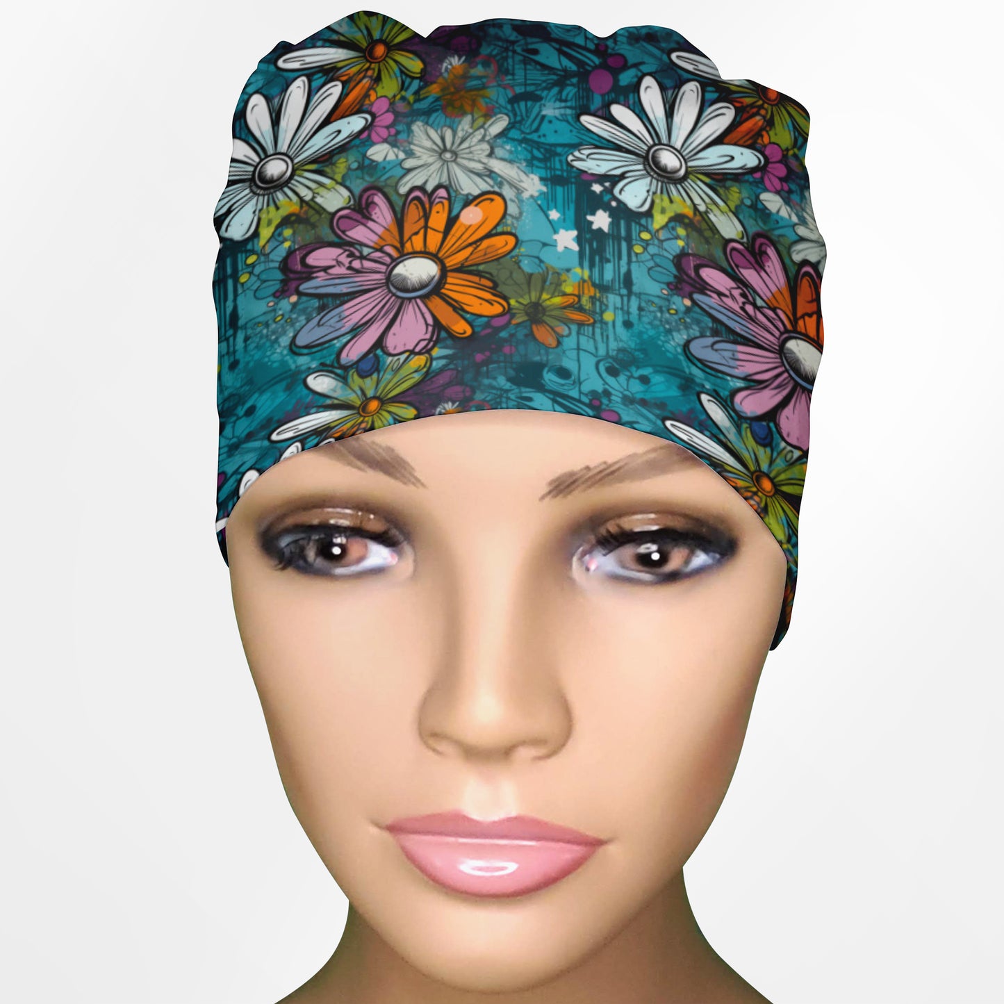 Graffiti Daises Low-Tie Surgeon Scrub Cap