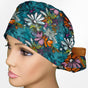 Graffiti Daises Ponytail Scrub Cap