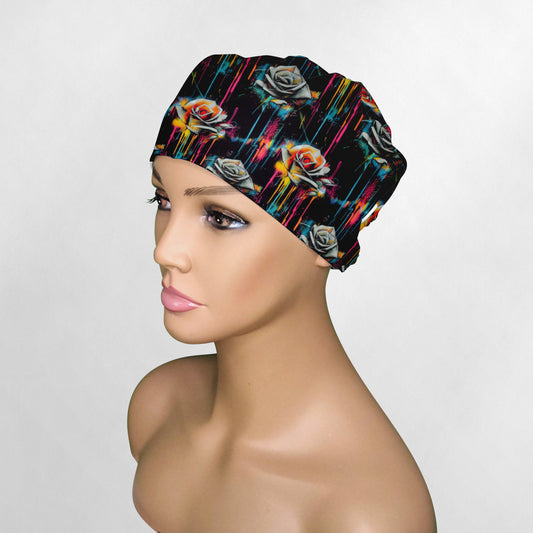 Graffiti Flowers Low-Tie Surgeon Scrub Cap