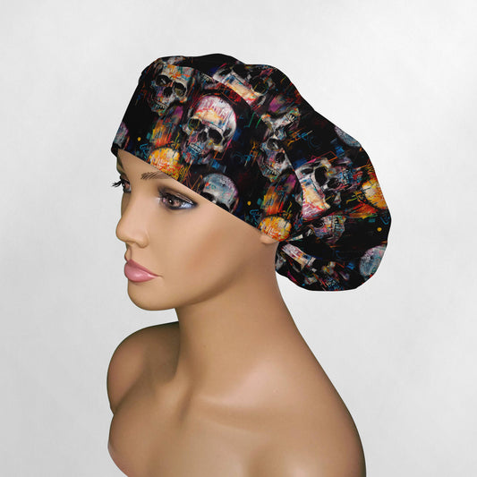 Graffiti Skulls Bouffant Scrub Cap