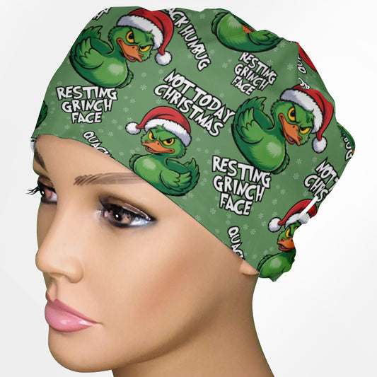 Green Guy Duck Low-Tie Surgeon Scrub Cap