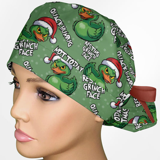 Green Guy Duck Ponytail Scrub Cap