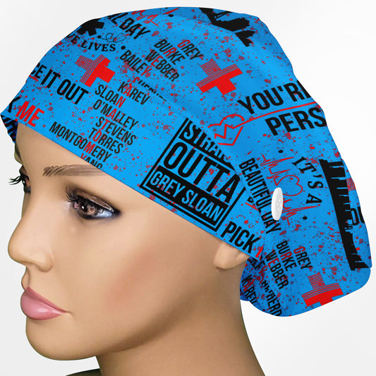 Grey's Anatomy Blue Euro Scrub Cap