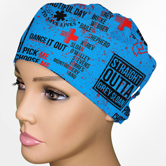 Grey's Anatomy Blue Low-Tie Surgeon Scrub Cap