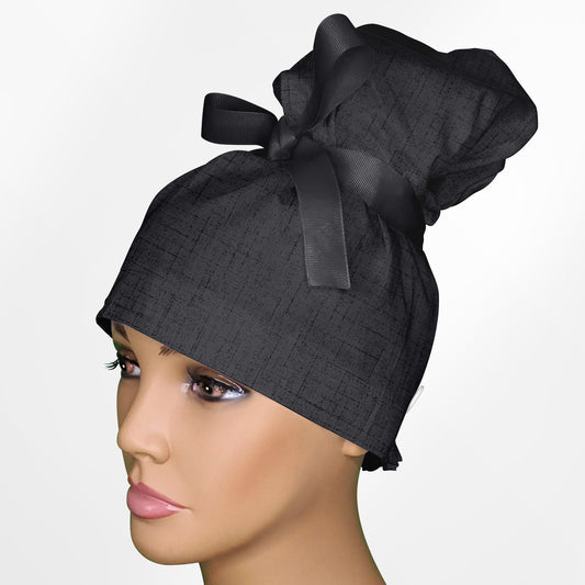 Grey Texture High Bun Ponytail Scrub Cap